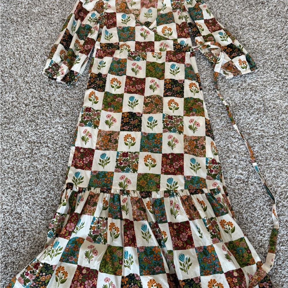 Olivia James The Label Floral Patchwork Maxi Wrap Dress - Picture 2 of 5